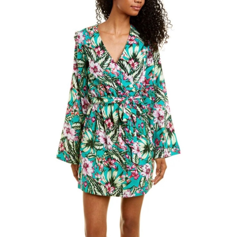 Walter Baker Jubilee Floral Faux Wrap Dress With Kimono Sleeves Sz M - NWT